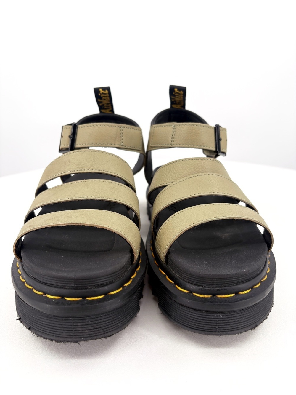 DR. MARTENS Blaire Beige Leather Platform Lug Sole Sandals 9 - Picture 7 of 15